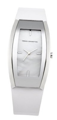 French Connection Quartz with Silver Dial Analogue Display and White Leather Strap FC1130W
