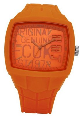 French Connection Unisex Quartz with Orange Dial Analogue Display and Orange Silicone Strap FC1129O