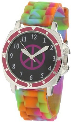 Frenzy Kids' FR303 Mood Dial Peace Analog Multi-Colored Rubber Strap