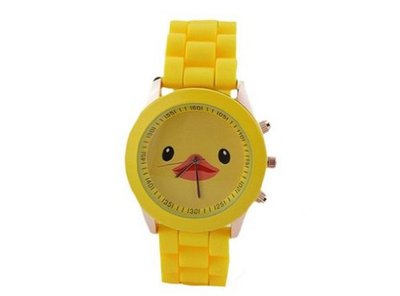 Funny Lovely Cartoon Rubber Duck Yellow Ducky Quartz Yellow Silicone Band es