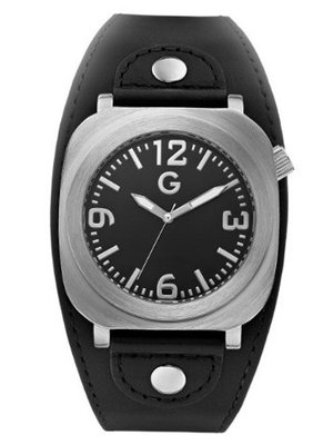G by GUESS Gunmetal-Tone Cuff with Black Strap