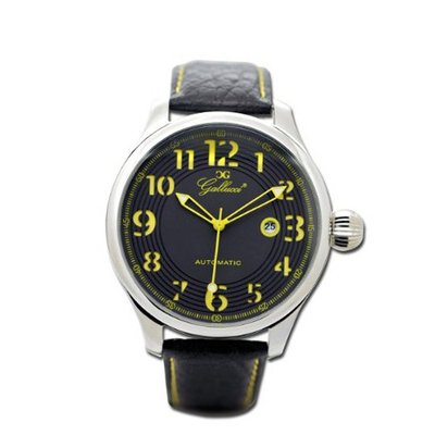 Gallucci Unisex Automatic Black/Yellow Dial Silver Case #WT23115AU/SS-L-PNP-YW