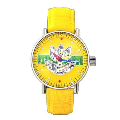 Gallucci Unisex Fashion Skeleton Automatic Flower Pattern Yellow Color #WT22161SK/SSL-YL
