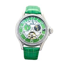 Gallucci Unisex Fashion Sun&Moon Automatic Swarovski Crystal Green Color #WT23408AU/SS-L-GR