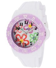White with Multi-Color Flower Dial White Silicone