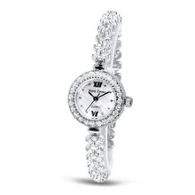 Fashion with Crystal in 18K White Gold Plated Stainless Steel (128912)