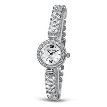 Fashion with Crystal in 18K White Gold Plated Stainless Steel (128941)