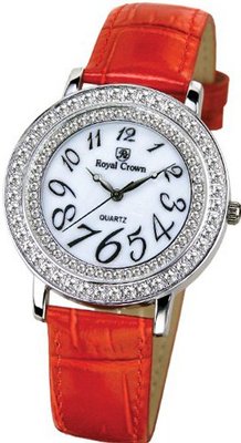 Gemorie Red Genuine Leather Fahion with Cubic Zirconia in Rhodium Plating (128948-RED)