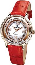 Gemorie Red Genuine Leather Fahion with Cubic Zirconia in Rose Gold Plating (128952-RED)