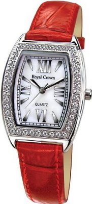 Gemorie Red Genuine Leather Fashion with Cubic Zirconia in Rhodium Plating (128949)