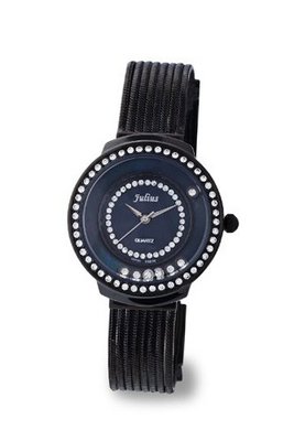 Mesh Band with Crystals in Black Plated Stainless Steel (118013-blk)