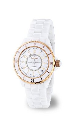 White Ceramic with 18k Rose Gold Plated Stainless Steel (118020-m)