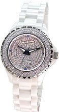 White Ceramic with Crystal in 18K White Gold Plated Stainless Steel (128927)