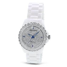 White Ceramic with Crystal in 18K White Gold Plated Stainless Steel (128929)
