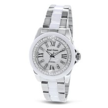 White Ceramic with Crystal in 18K White Gold Plated Stainless Steel (128930)
