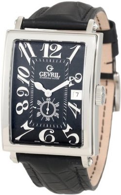Gevril 5042A Avenue of America Swiss Handcrafted Sub-Second Black Leather