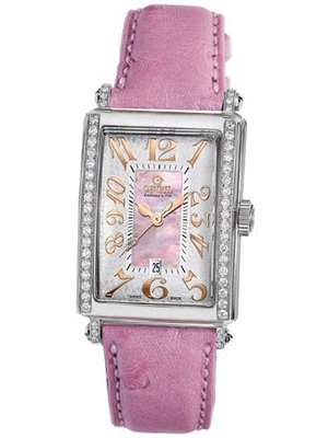 Gevril 7248RE.10A Pink Mother-of-Pearl Genuine Ostrich Strap
