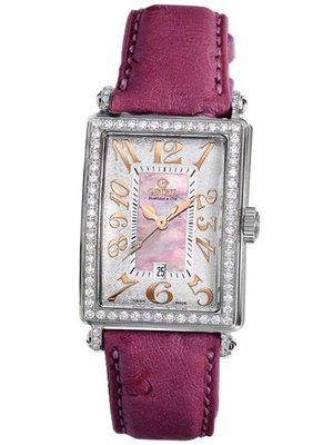 Gevril 7248RV.14E Pink Mother-of-Pearl Genuine Ostrich Strap