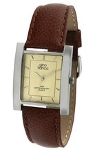 gino franco 924TN Square Stainless Steel Genuine Leather Strap