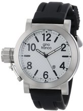 gino franco 9617WT Westside Round Stainless Steel Genuine Leather Strap