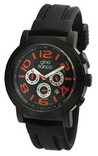gino franco 9620OR Round Multi-Function Stainless Steel PVD Plated Case Rubber Strap