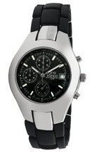 gino franco 983BK Round Stainless Steel Chronograph with Black Ion-Plated Bracelet