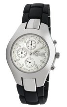 gino franco 983SL Round Stainless Steel Chronograph with Black Ion-Plated Bracelet