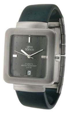 gino franco 994GY Square Stainless Steel Case and Rubber Strap