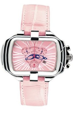 Gio Monaco 287-A PrimaDonna Rectangular Pink Alligator Leather Chronograph