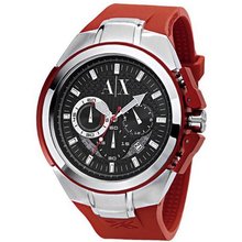 Armani Exchange Chronograph Black Dial Red Rubber Mesn AX1040