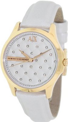 Armani Exchange White Dial White Leather Ladies AX5205