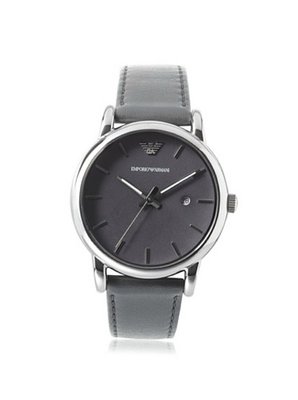 Emporio Armani AR1730 Classic Grey Stainless Steel/Leather Strap