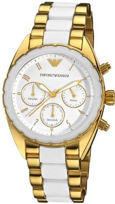 Emporio Armani AR5944 Ladies Sports Luxe White Steel Gold