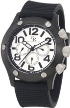 Giulio Romano GR-3000-13-001 Piemonte Luminous Silver Dial Black IP Case and Bezel Dual-Time Day-Date Black Silicone Strap