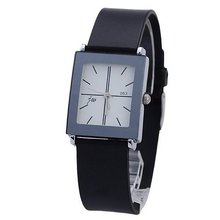063 Simple Vogue Stainless Steel Silicone Band Quartz Movement Casual -White Quadrate Dial