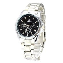 BIAOQI 606G Waterproof Stainless Steel Quartz Movement with Three Sub-dials - Black Dial