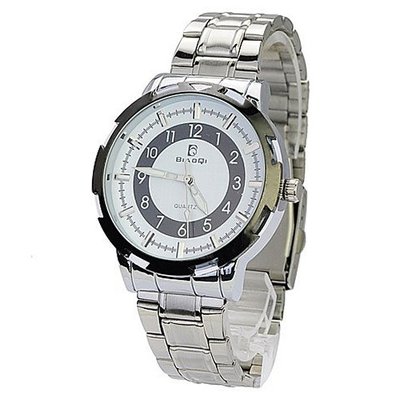 BIAOQI 608G Waterproof Stainless Steel Quartz Movement -White Dial