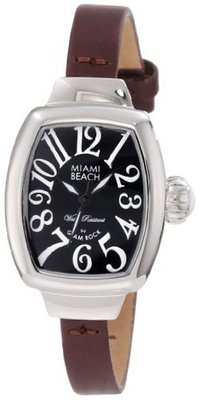 Glam Rock MBD27062 Miami Beach Art Deco Black Dial Brown Leather