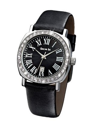 Glamour Time Ladies GT200ST1-1-ro with Black Dial and Black Leather Strap