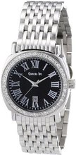 Glamour Time Ladies GT200ST1-2-ro with Black Dial and Silver Stainless Steel Bracelet