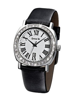 Glamour Time Ladies GT200ST5-1-ro with White Dial and Black Leather Strap