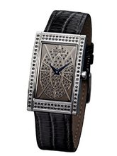 Glamour Time Ladies GT400ST6STbk-1 with Silver Dial and Black Leather Strap