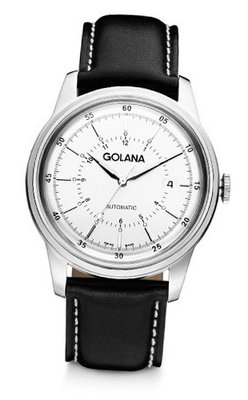 Golana Advanced Automatic with Silver Dial Analogue Display and Black Leather Strap AD400-2