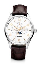 Golana Classic Moon Phase Quartz with Silver Dial Analogue Display and Brown Leather Strap CL200-3