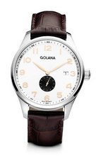 Golana Classic Small Second Quartz with Silver Dial Analogue Display and Brown Leather Strap CL100-3