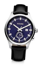 Golana Terra Gmt Quartz with Blue Dial Analogue Display and Black Leather Strap TE300-3
