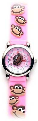 Crazy Monkey (Pink Band) Gone Bananas Analog Kids' Waterproof with Animated Monkey Face Second Hand - 3 ATM Water Resistant