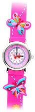 Flowers and Flutter (Neon Pink Band) - Gone Bananas Analog Girls' Waterproof with Animated Butterfly for Second Hand - 3 ATM Water Resistant
