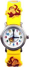 Gone Bananas - Monkeys Love Bananas Analog Kids' Waterproof with Animated Monkey Face Second Hand and Yellow Band - 3 ATM Water Resistant