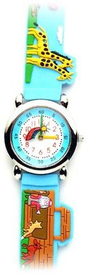 Gone Bananas - Noah's Ark Analog Childrens with Animated Sun and Rainbow Second Hand and Light Blue Band - Time Teacher